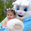Ellie Amos, 18 months, makes a face while the Easter Bunny holds her for a photo at Redbud Park on Saturday, March 30, 2024. 
Photo by Toni Hopper/The Marlow Review