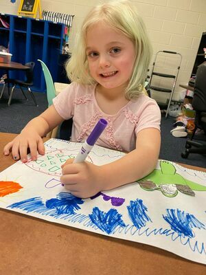 Marlow Pre-K student Hayven Fennel enjoys a coloring project during the 2021-2022 school year. Pre-K enrollment for in-district students for 2022-2023 will close on June 16, after which students who want to join the program will be put on a waiting list.

Photo courtesy of Marlow Elementary School
