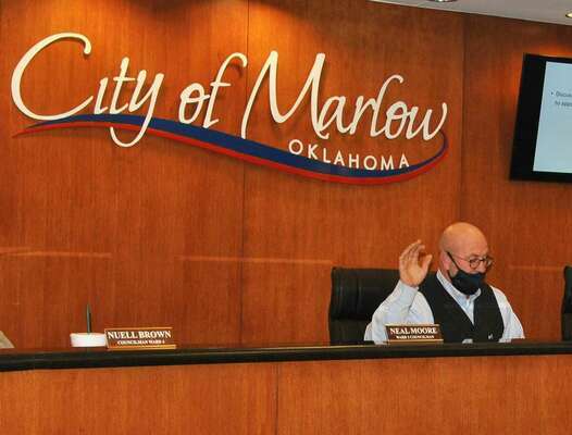 John Rich was sworn in to the Marlow City Council Ward 3 seat at Tuesday’s meeting.

Photo by Elizabeth Pitts-Hibbard/The Marlow Review