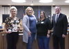 Linda Green-Bennett, left, Renee Maxwell Henson, Angela Wiles and Stephens County District Attorney Jason Hicks recognized Victim’s Rights at the courthouse, Tuesday, April 25. 
Photo by Toni Hopper/The Marlow Review