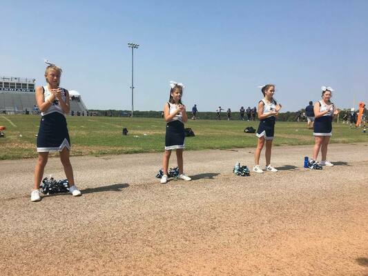Marlow Youth Cheerleaders support the young Outlaws in September 2021. The program will host its final registration day on Saturday from 10am – 4pm.

Photo courtesy of Marlow Youth Cheer