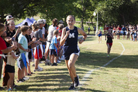Marlow's Amelia Sanders, 8th grade, gives it her all at the finish line, during the Red Bud Invitational Cross Country hosted by Marlow, Tuesday, Aug. 29, 2023. 
Photos by Toni Hopper
The Marlow Review