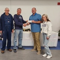 Accepting donation for The Marlow Samaritans was Gene Cobb and Scott Dittner. Presenting the donation was Marlow Middle School Principal Chad Gilbert and MMS PTO President Kara Choate.
