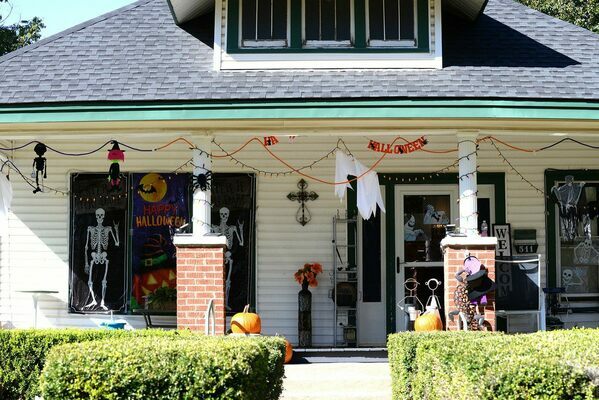 Judy and Bill Castoe have decorated their home and yard (2nd and Payne St.) for years to celebrate Halloween. Photo by Toni Hopper/The Marlow Review