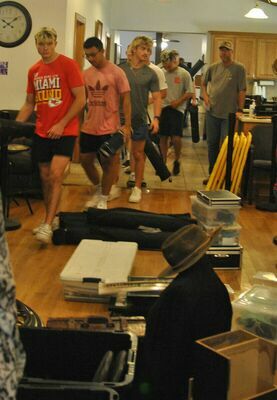 Members of the Marlow High School wrestling team volunteered with set-up and tear-down of “Awakening the Mind: WWI Remembered” at Marlow Senior Citizens Center on Friday and Tuesday.