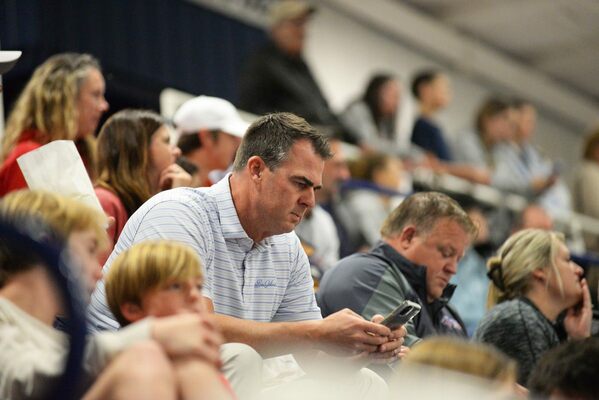 Oklahoma Gov. Kevin Stitt was one of the many parents attending the Marlow Outlaw Open wrestling tournament, Wednesday, Nov. 23, 2022. Photo by Toni Hopper/The Marlow Review