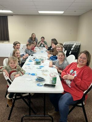 The Marlow 4-H club celebrated its final meeting of 2022, with a fun ornament-making activity Monday. They decorated snow globe ornaments for 140 residents at Gregston’s Nursing &amp; Rehabilitation Center, Marlow Nursing Center, and Westwind Assisted Living Center. From left, Braelyn Graf, Caroline Hendricks, Taryn Spurlock, Jantz Graham, Brody Miller, Kolton Graf, Megan Graf, Jennifer Rush, Dayna Trusty, Kendyl Trusty, Sam Rush, Sterling Nugent and Becca Nugent. Photo Submitted by Rebecca Miller