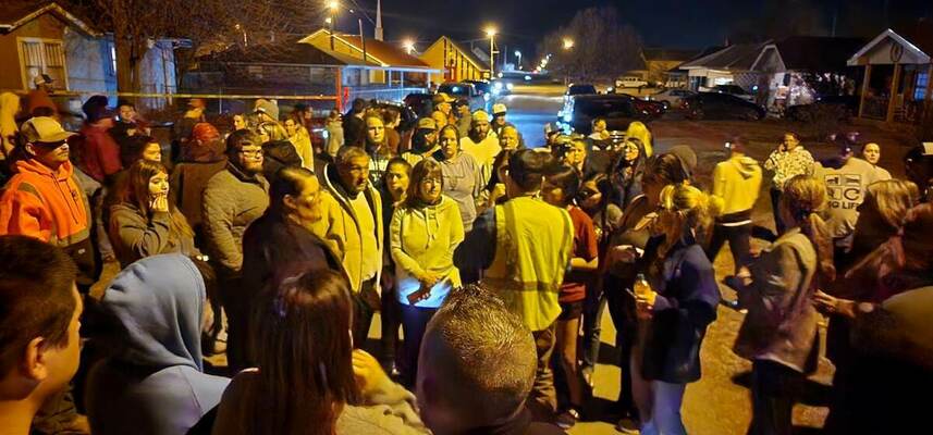 The entire community of Cyril gathers near the home of missing child, Athena Brownfield, Tuesday, Jan. 10, 2023. Residents searched throughout the entire town. OSBI has now taken over the search. Photos by Steve Booker/Courtesy to The Marlow Review