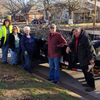 TRAILER LOADED: Several volunteers from Patio Garden Club helped trim branches from young trees lined along Broadway this past Saturday.  Shown above, l-r, are: Harbour Whitaker, Debra Tupin, Dina Atnip, Bettie Cooper, John Holland, George Cooper and Randy Atnip. (Photo by Cricket Holland)