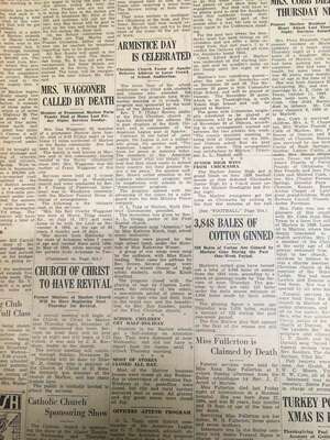 From the front page of a 1936 Marlow Review edition, highlighting history of Armistice Day.