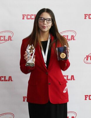 Kyleigh Baker received a 1st place state award in STAR event for Child Care Teacher’s Aide, level 2, at the FCCLA State Leadership Convention, Thursday, April 6, at the OKC Convention Center in Oklahoma City.
